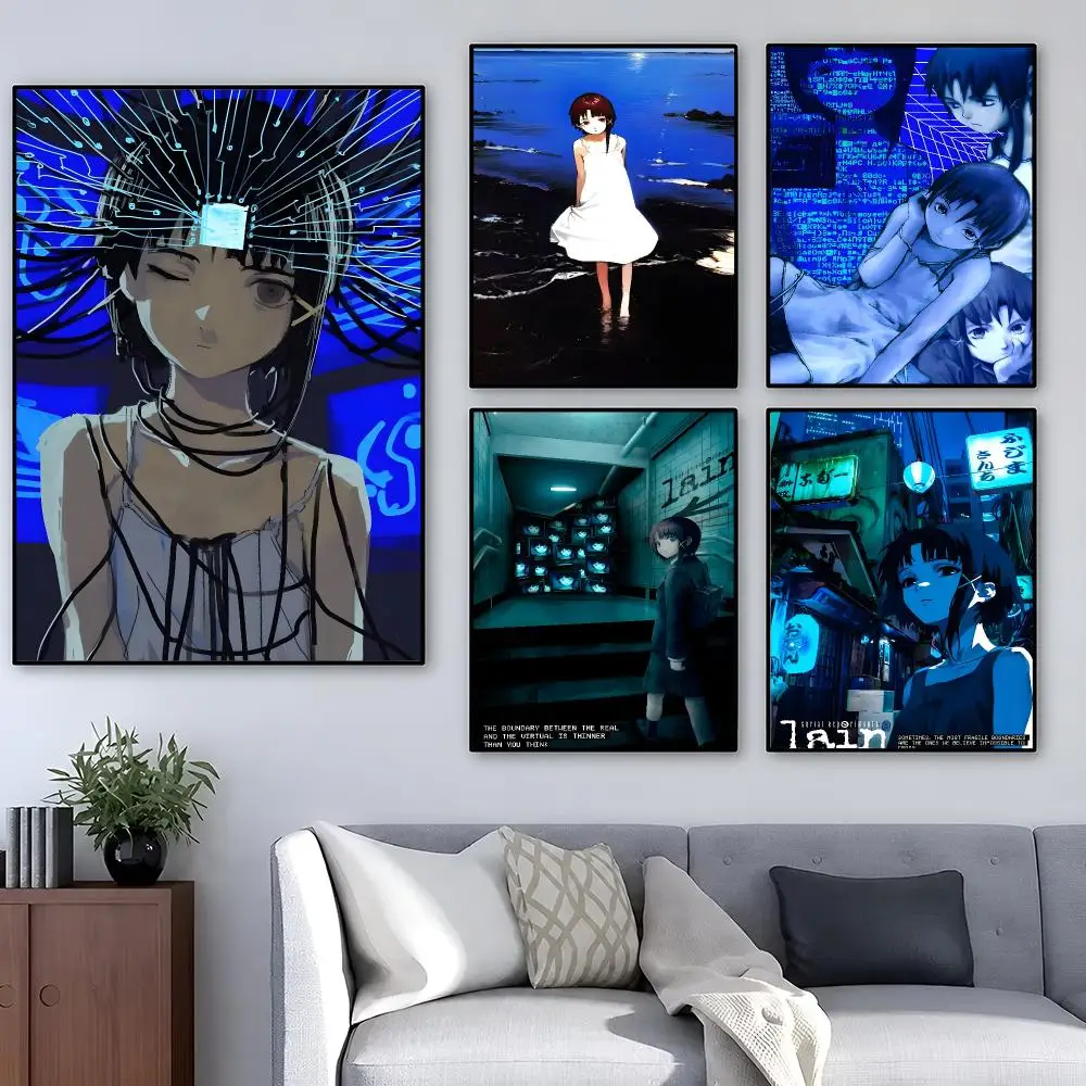 Anime Serial Experiments Lain Cyber Poster Removable PP Decorative Poster Water-Resistant Print Apartment Dorm Office Cafe Gift