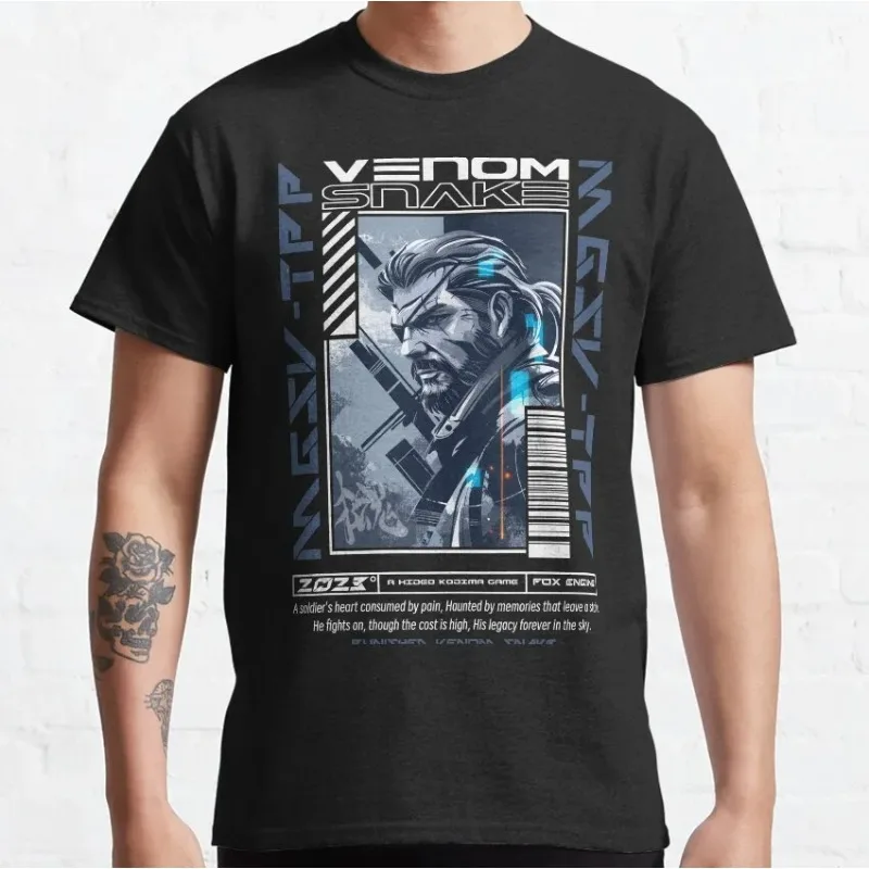 

Metal Gear Solid Snake Big Boss MGSV Foxhound The Phantom Pain Diamond Dogs Pure Cotton Large Size Printed T-shirt for Men