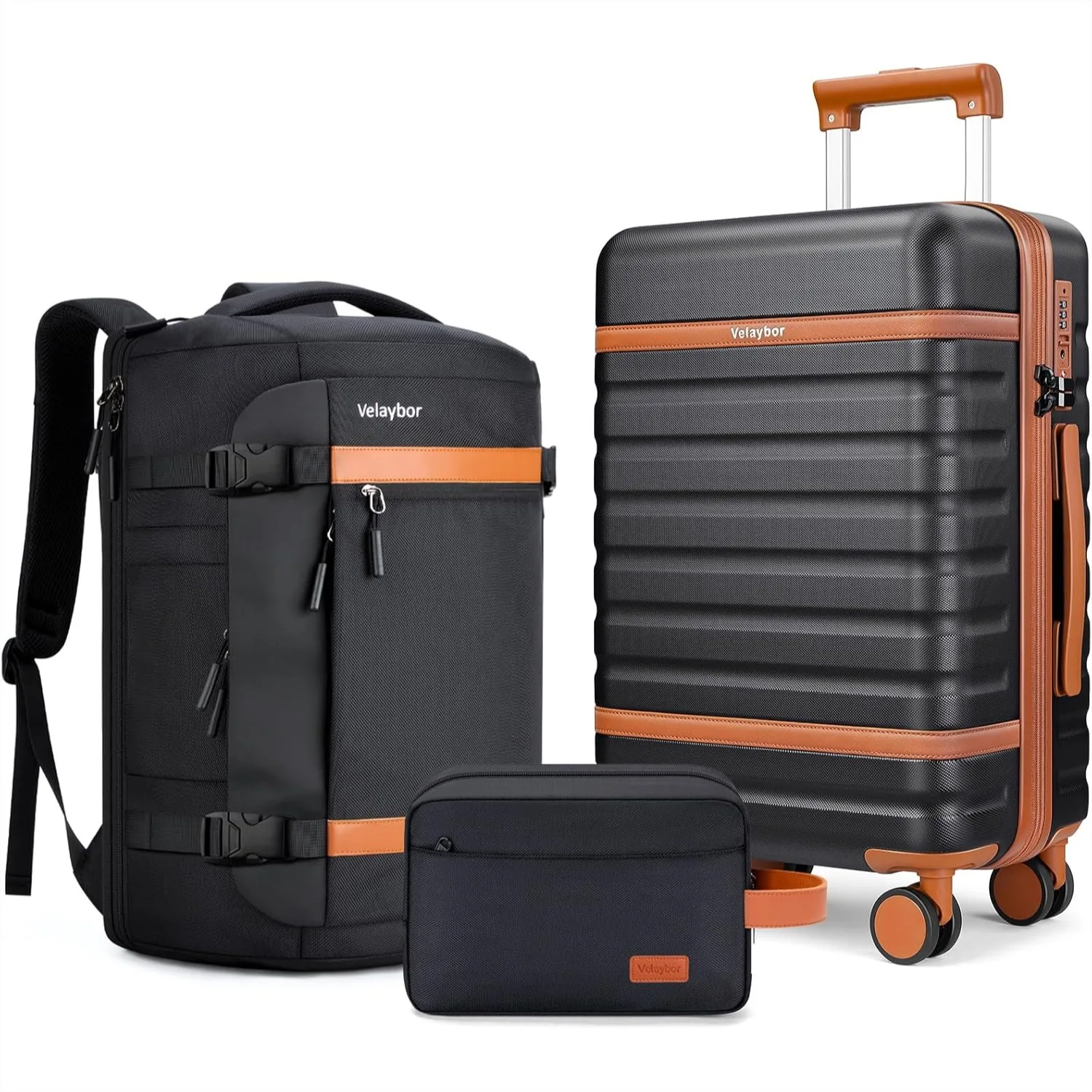 

Luggage Sets 3 Piece with Spinner Wheels, Lightweight PC Hardside Suitcase TSA Lock YKK Zippers, 20in Carry On Travel Set Black