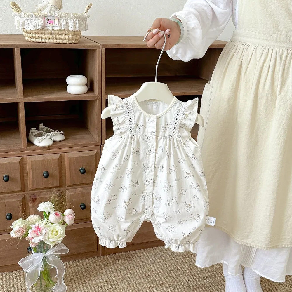 

INS Summer Newborn Baby Girl Romper 0-2Years Cute Princess Girls Fly Sleeve Flower Jumpsuit Outfits Sunsuit Clothes