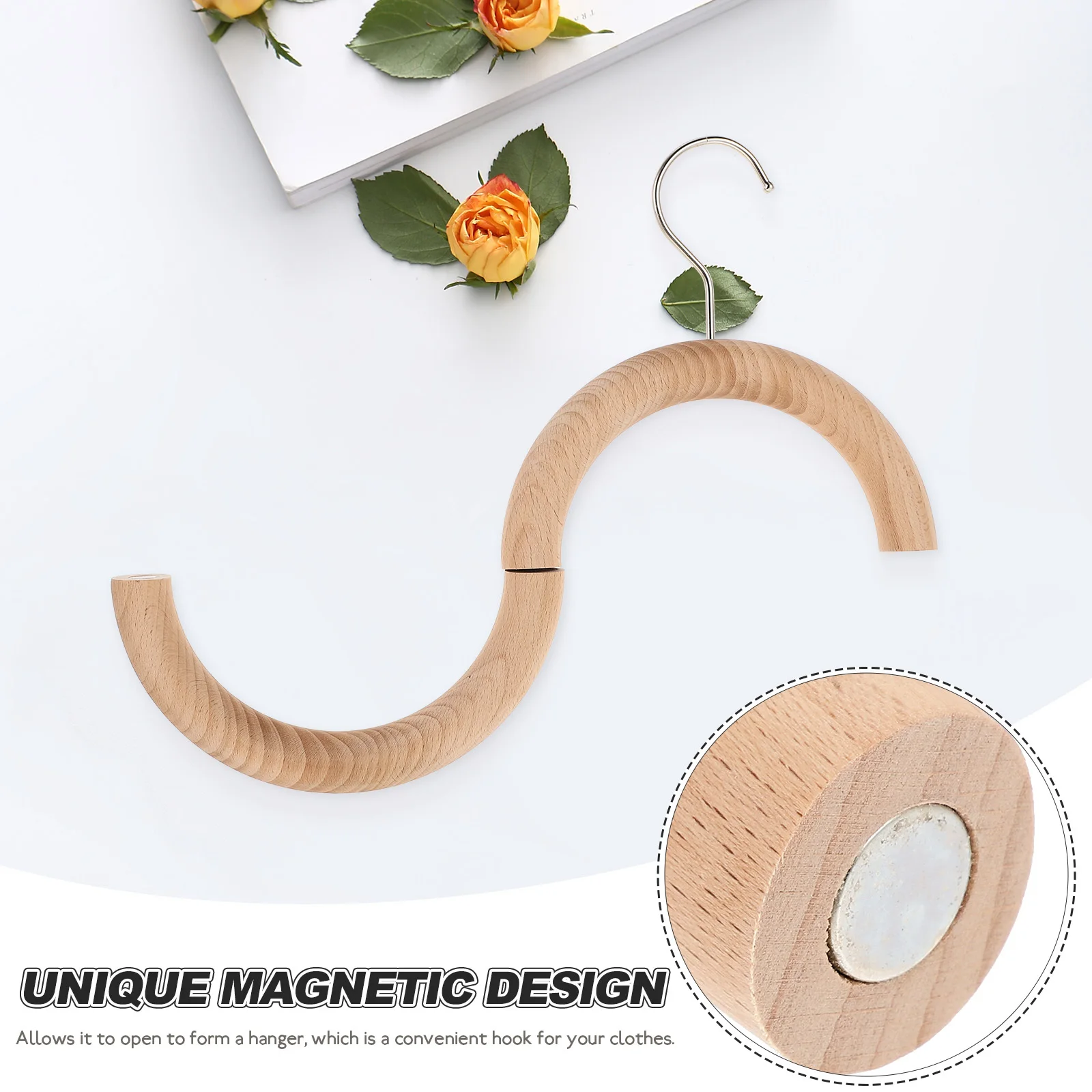 

1pc Magnetic Clothes Hanger Tie Shawl Scarf Organizer Storage Rack Closet Wardrobe Tool Holds Neckties Belts Rings