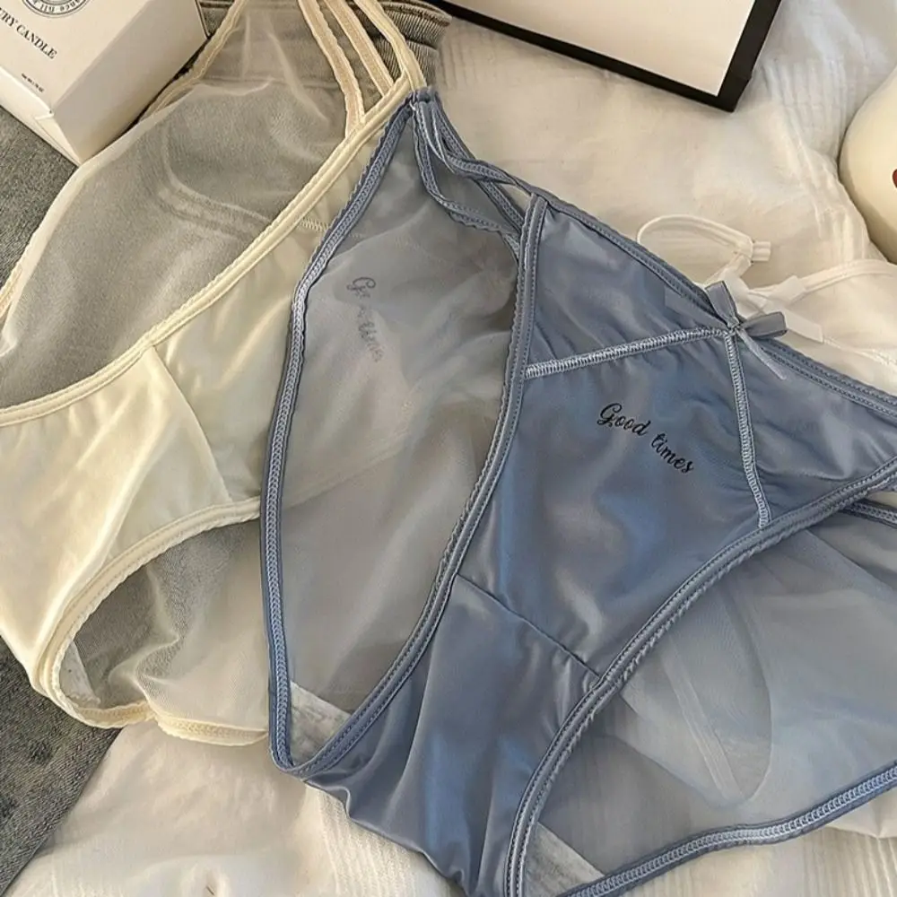 Smooth Elastic Cotton Crotch Bandage Breathable Korean Style Panties Adjustable Mesh Briefs Low Waist Briefs Women Underwear