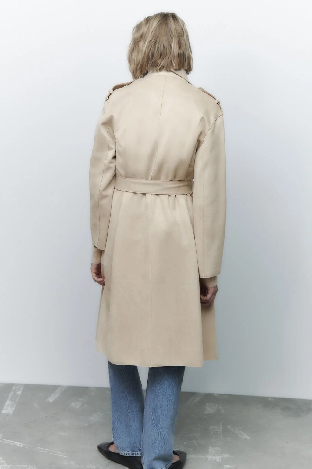 Autumn Winter New Sle Women's Suede Coat with Belt Medium Length Windbreaker 2023 Sweet Sle V-Ne Long Sve Outerwear