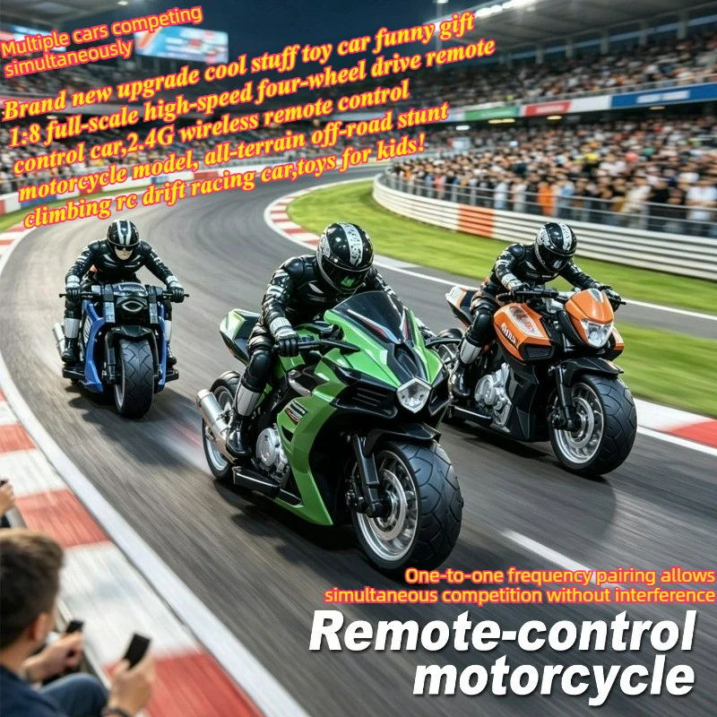 Cool Stuff Motocicleta Funny Gift-1:8 High-speed 4WD Rc Motorcycle,Remote Control Car,Off-road Stunt Rc Drift Car,Toys for Kids