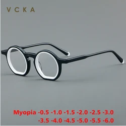 VCKA Vintage Acetate Optical Eyewear Frame Men Myopia Prescription Glasses Women 2024 New Designer Luxury Glasses -0.50 to -10