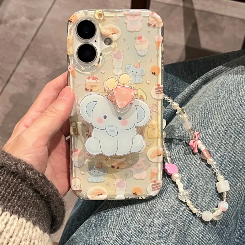 Korean Cute Cartoon Rotate Elephant Grip Tok Griptok Phone Holder  Stand Support For iPhone 15 Samsung Universal Accessories Hol