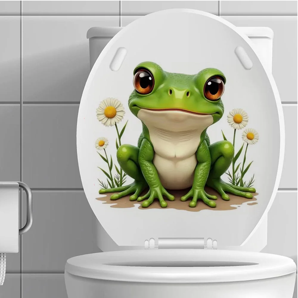 Cute Frog And Wildflower Pattern Stickers,Wall Decal Removable