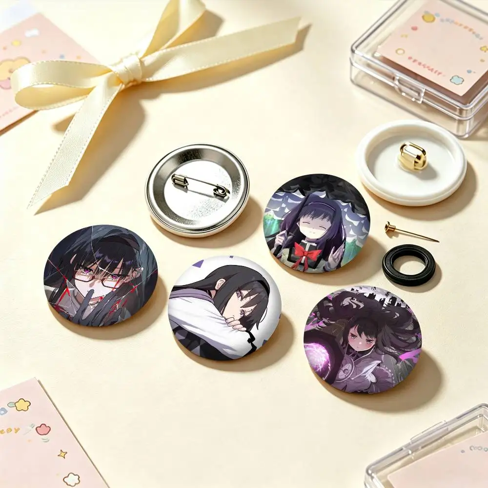 Cute Anime Character Homura AkemiS  25 32 44 58 75mm Badges Personalized Round Brooches Pins Accessory Gift