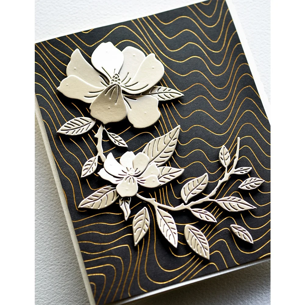 Curved Magnolia Branch Magnolia Bud Metal Cutting Dies For DIY Card Making Scrapbooking Photo Album Craft Decoration Template