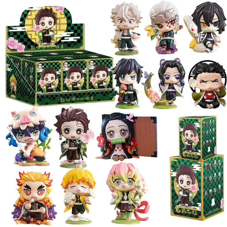 

Anime Demon Slayer Blind Box Figure Tanjiro Kamado Nezuko cartoon PVC Model Desktop Ornament Child Christmas Halloween Gift