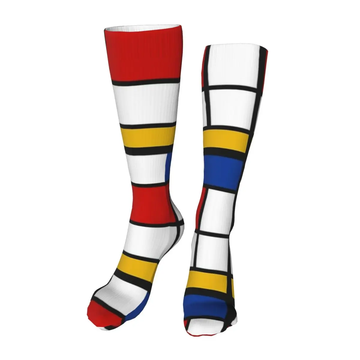 Mondrian Inspired Adult Stockings Moisture absorbent Suitable For Sports Medium Thickness Customised Patterns