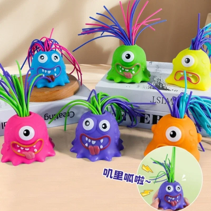 Pulling Hair Screams Decompression Toys Creative Screaming Little Monster Entertainment Sensory Squeeze Toys Gift for Kids