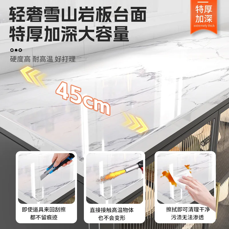 Kitchen rack rock slab multi-layer microwave oven side cabinet dust-proof multi-functional cupboard