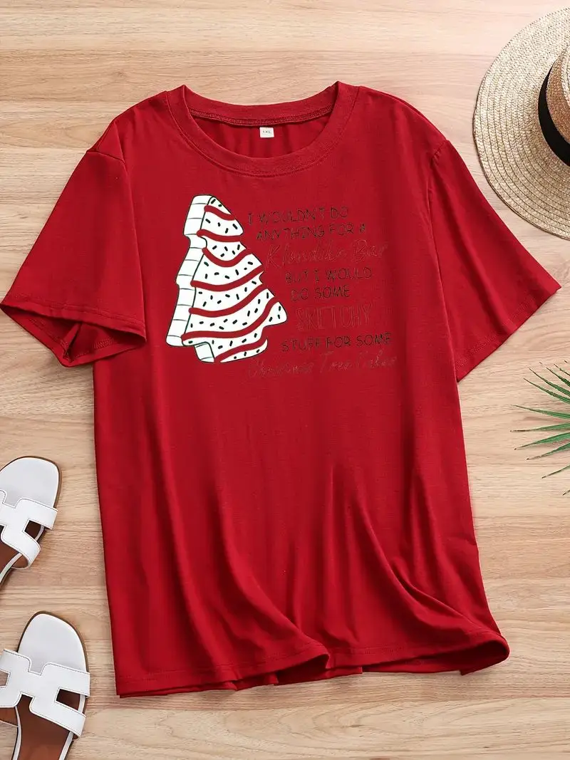 Elementi natalizi Gingerbread Man Stampa Easy Street Leisure Comoda maglietta a maniche corte in cotone 100% con uomo e donna