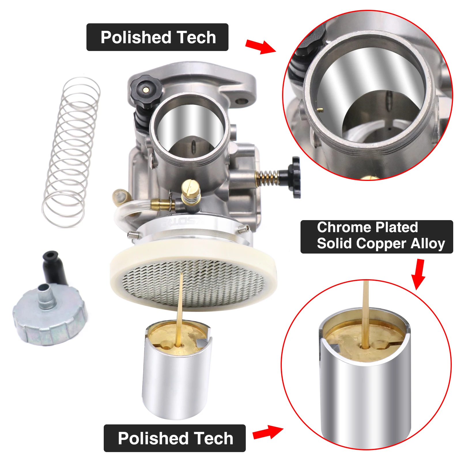 Alconstar- Motorcycle PE17 PE19 PE22 PE24 PE26 PE28 Flange Carburetor with Power Jet For 50 100cc 125cc 250cc Racing Motor Bike