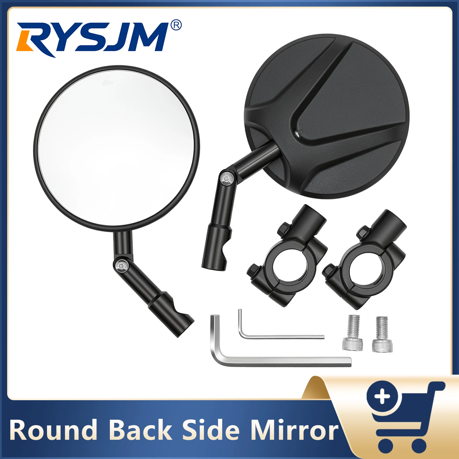 

Motorcycle Round Back Side Mirror Rearview Mirror Wide-Angle Mirror Electric Scooter Adjustable Rotatable Motorcycle Mirror