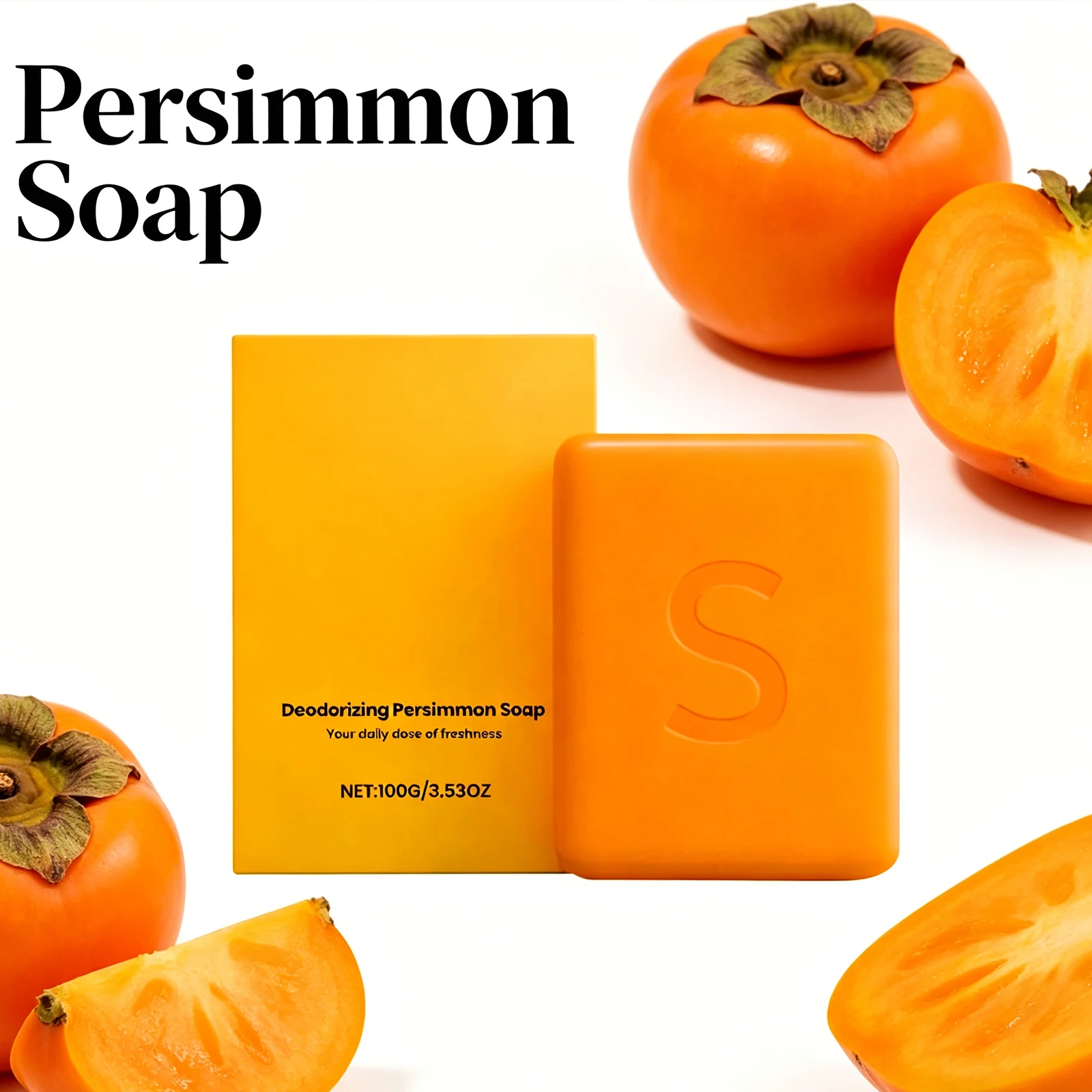 Persimmon Fresh Bath Soap Gentle Clean Body Skin Aromatic Refreshing Moisturizing Control Refreshing Smooth Removes Odors Care