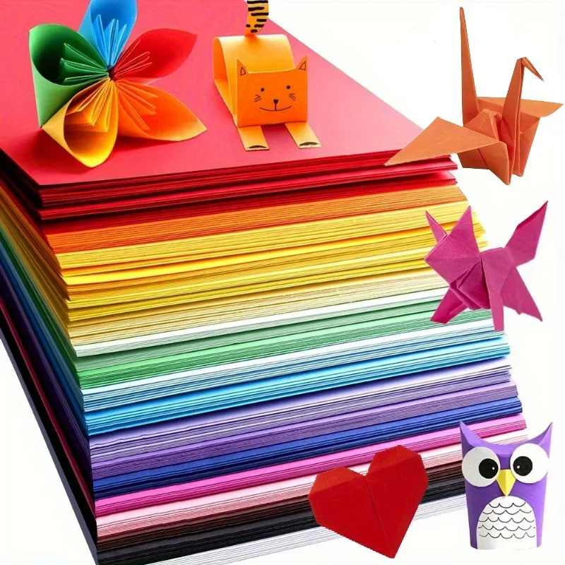 100 Sheets 10 Colors  A4 Origami Paper Double Sided Color Easy Fold Paper for Beginner Craft Paper Crane Kid Handmade Stationery