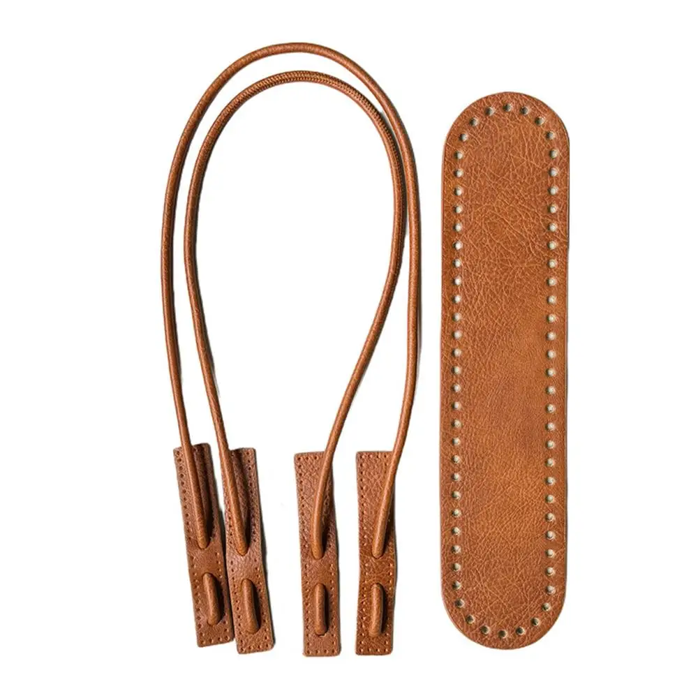 

Leather Bag Strap Handmade Handbag Woven Material Set DIY Knitting Bags Bottom Shoulder Underarm Bag Crochet Accessories Brown