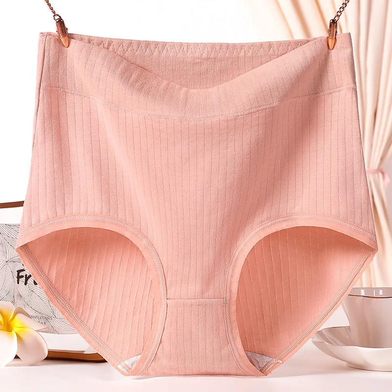 3pcs Cotton Women Panties Lady Plus Size Underwear Large Size High Waist Briefs Breathable Solid Color Female Lingerie