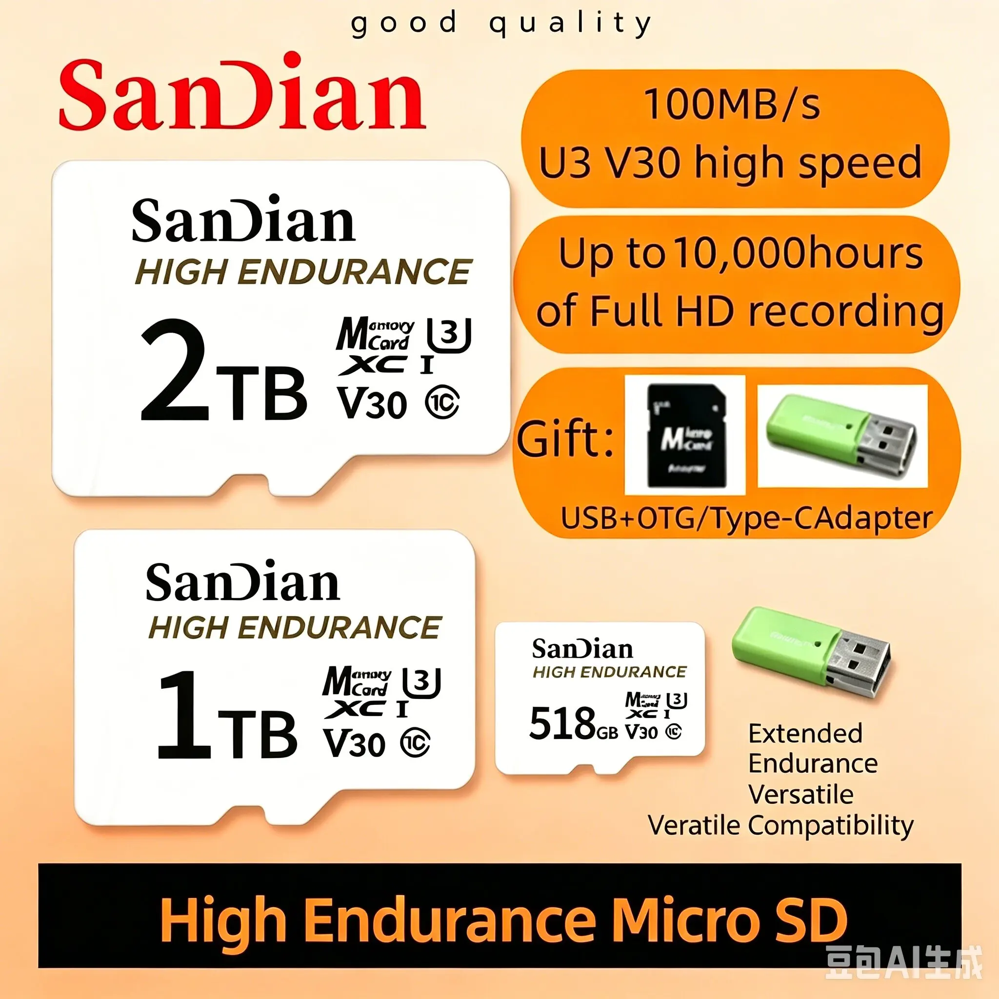 2026 128GB High Endurance Micro SD Card V30 U3 C10 4K Video TF Card for Dash Cam Home Security Monitoring High Speed Memory Card