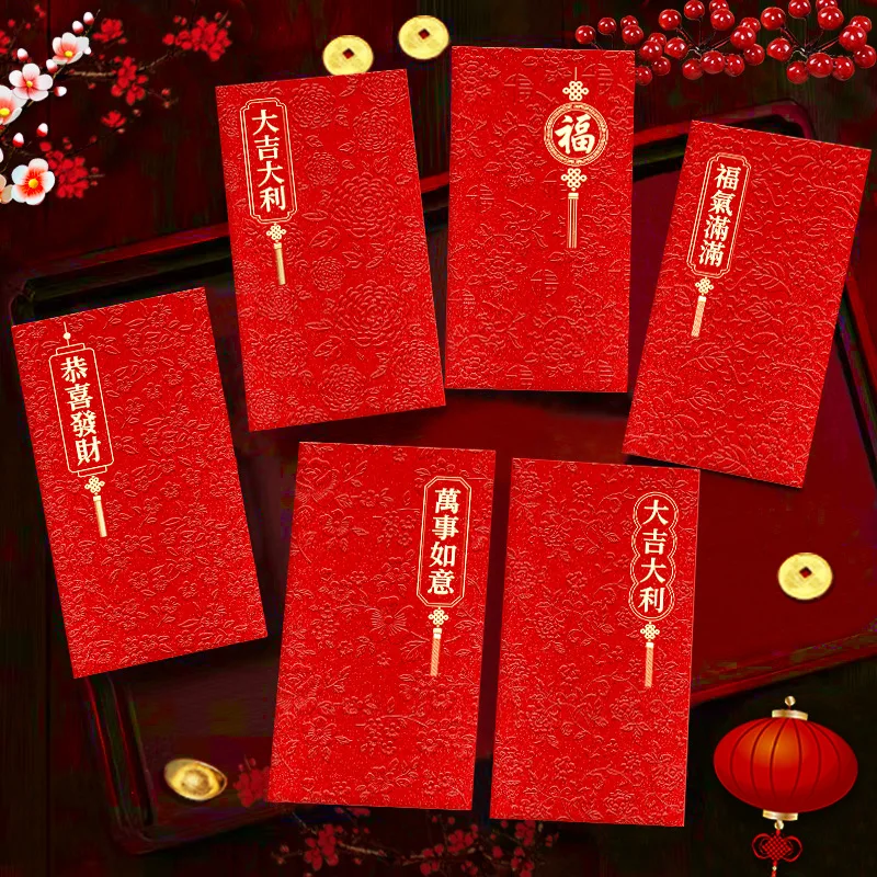 36pcs Chinese Red Envelopes for Money 2025 Lunar Snake Year, Lucky Money Red Packets HongBao with 6 Gold Foil Designs