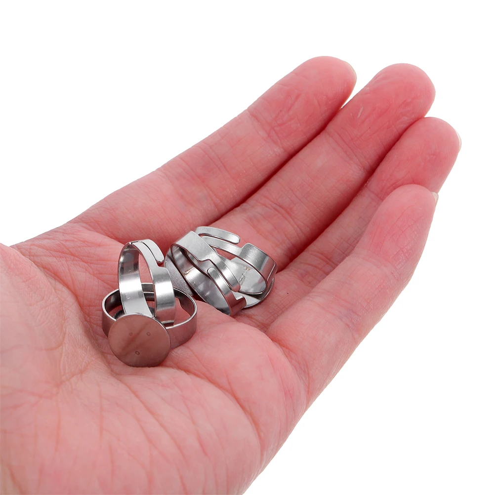 

40Pcs Rings Bezel Stainless Steel 12mm Round Flat Base Blank Pad for Finger Rings Making DIY Jewelry Supplies Cabochon Tray