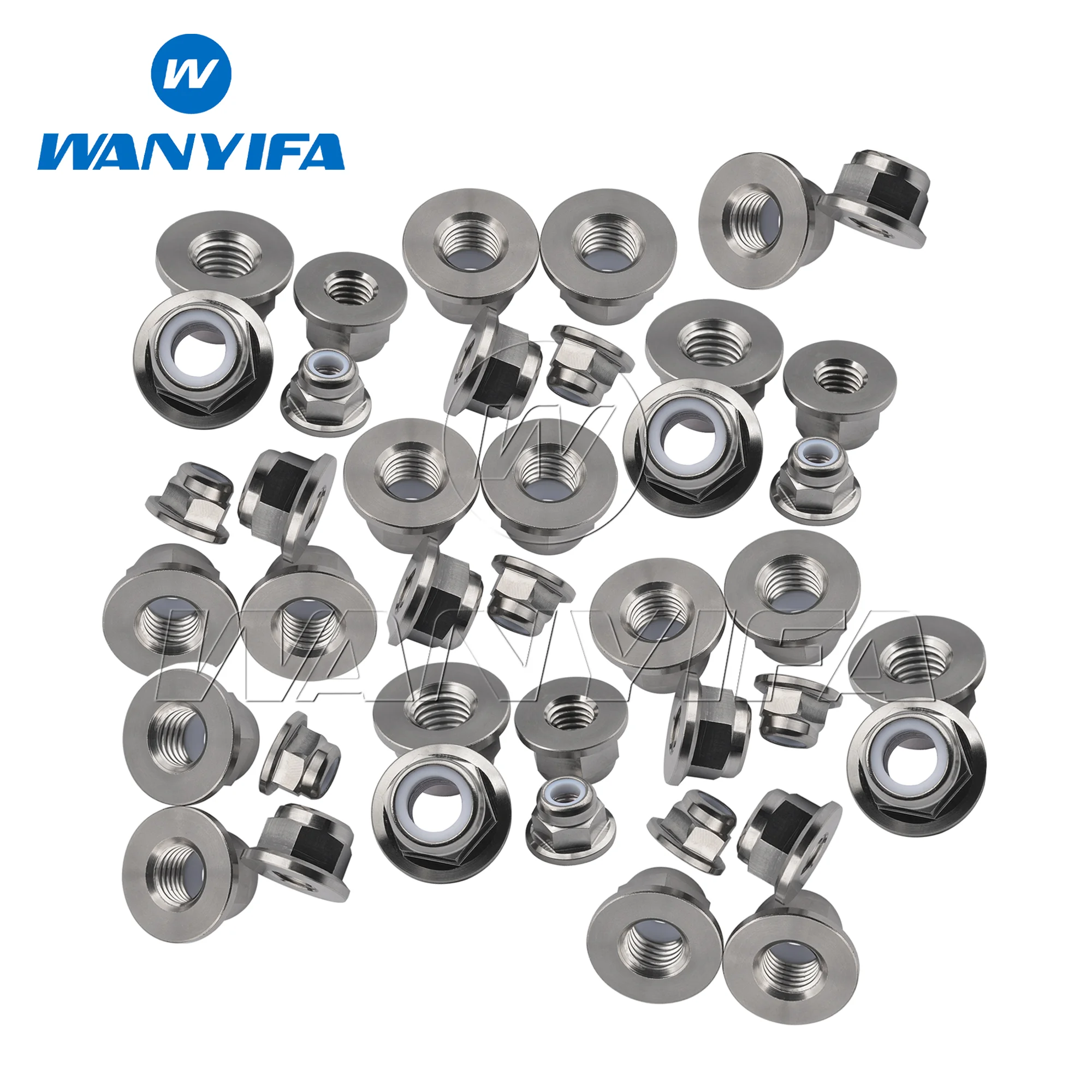 Wanyifa  Titanium Nuts M6/M8/M10/M12 Flange Nylon Lock For Bicycle Motorcycle Car Ti Fastener 10/15Pcs