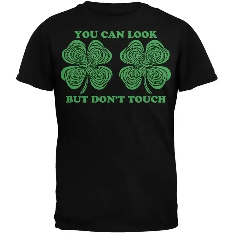 Hypnotic Shamrocks Look Don't Touch Black Adult T Shirt