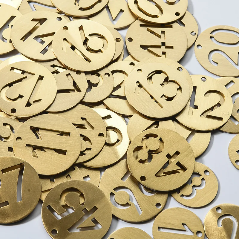 10PCS/Set Brass Number Plates Number Hangtags Labels Mark Signs Metal Number Markers For Keys Round Number Signs Tags