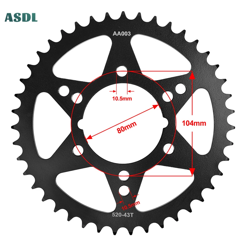 520 43T Rear Sprocket for Kawasaki ZX-6R ZX600 ZX636 Ninja KRT Edition ABS ZX-6RR Z750 ZR750 Z750 R KRT Edition ABS 520 Chain 43