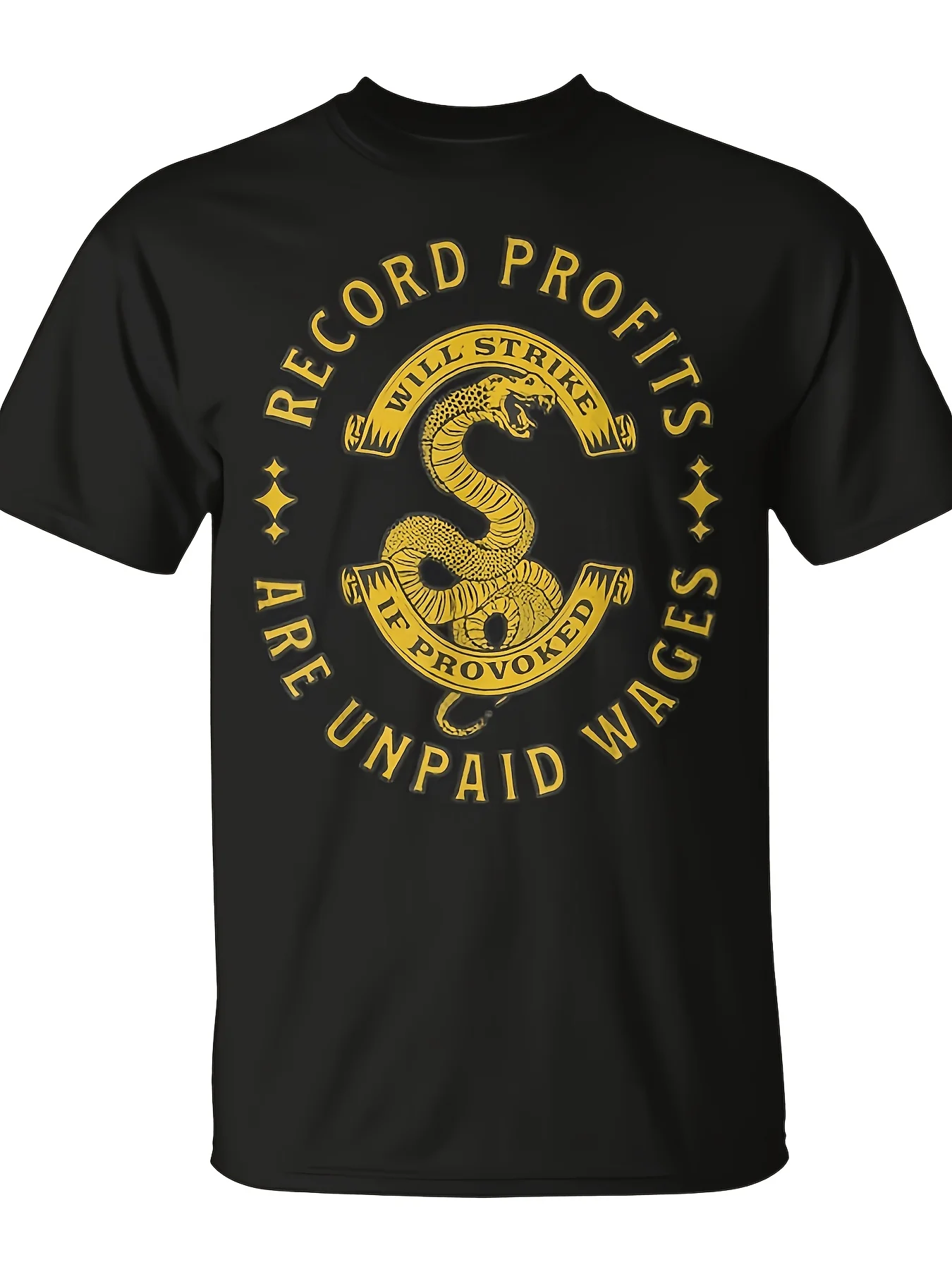 Record Profits Are Unpaid Wages Union Strong T Shirt Soft Everyday Christmas Eve Outfit Seasonal Casual Wear Festive Design