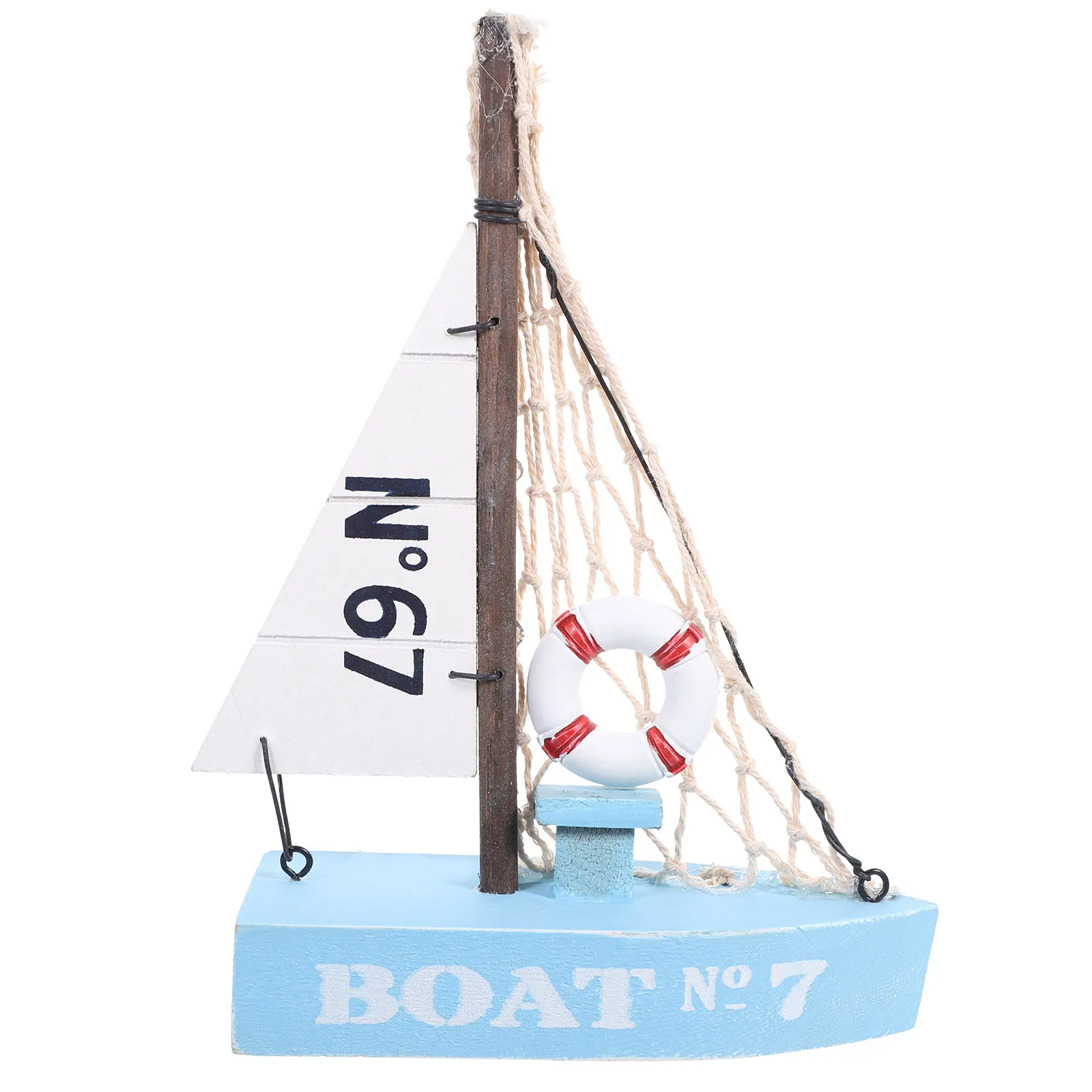 

Sailing Ship Wooden Sailboat Ornament Mediterranean Nautical Boat Decor Compact Desktop Nautical Gift for Study Living Room