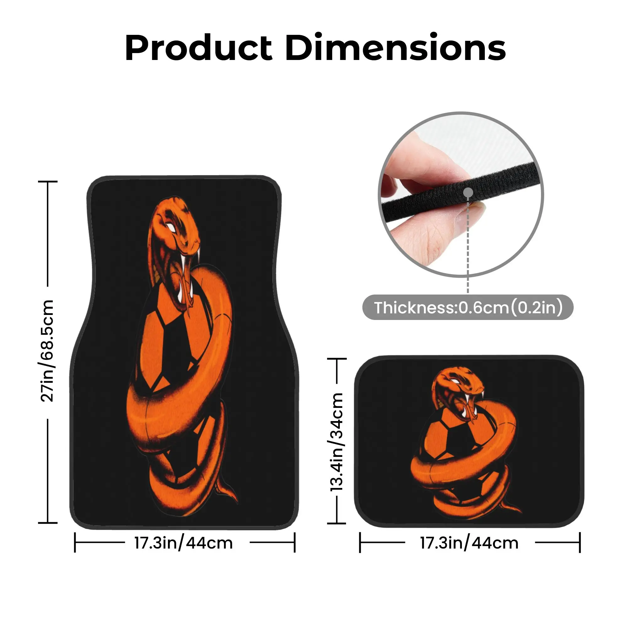 Set Of 4 Car Floor Mats Featuring Snake And Soccer Designs, Made To Last And Easy To Maintain, Fitting Most Vehicles Including C