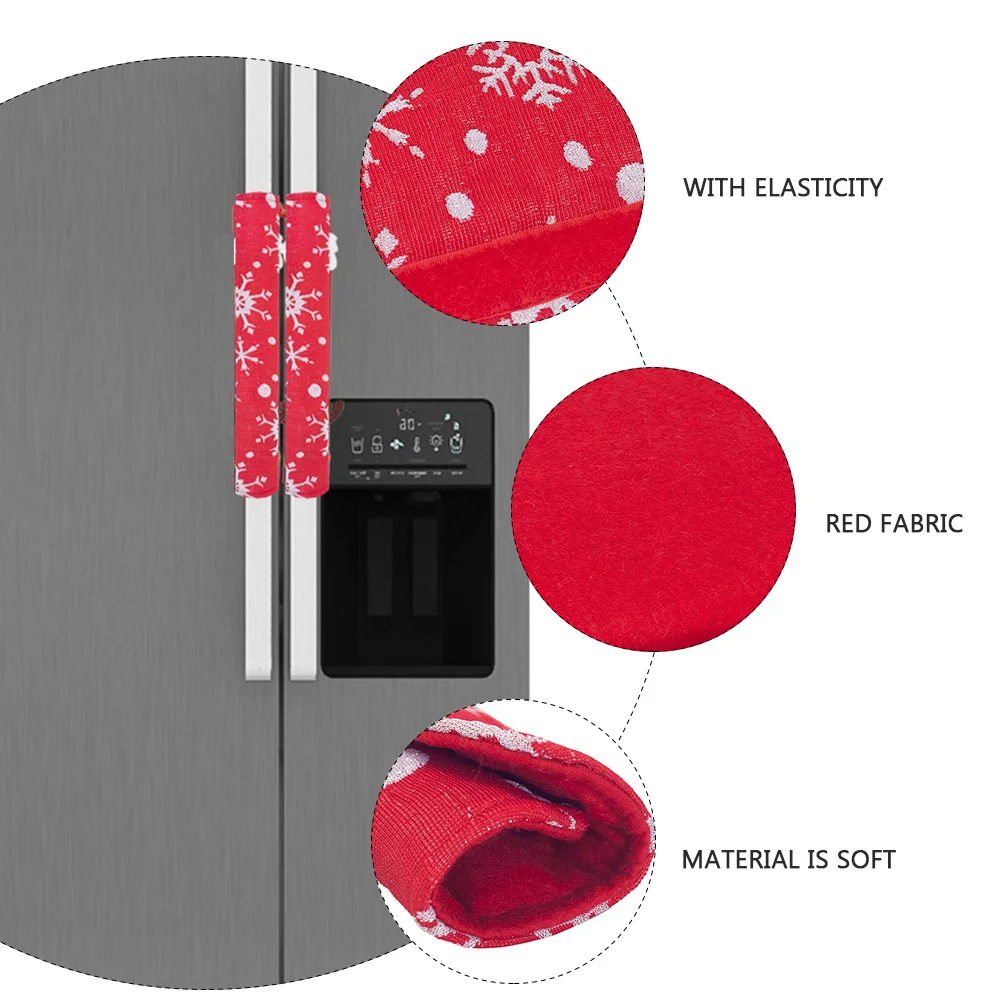 

6Pcs Fridge Handle Covers Red and Green Theme Washable Door Knob Gloves for Stainless Steel Handles Holiday Decor Accessory