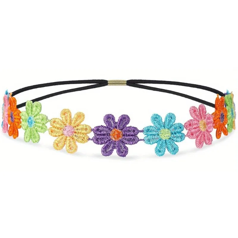 Hippie Costume Set 60\'s Style Circle Glasses Peace Sign Necklace Daisy Sunflower Headbands Dressing Accessory Hippie Party