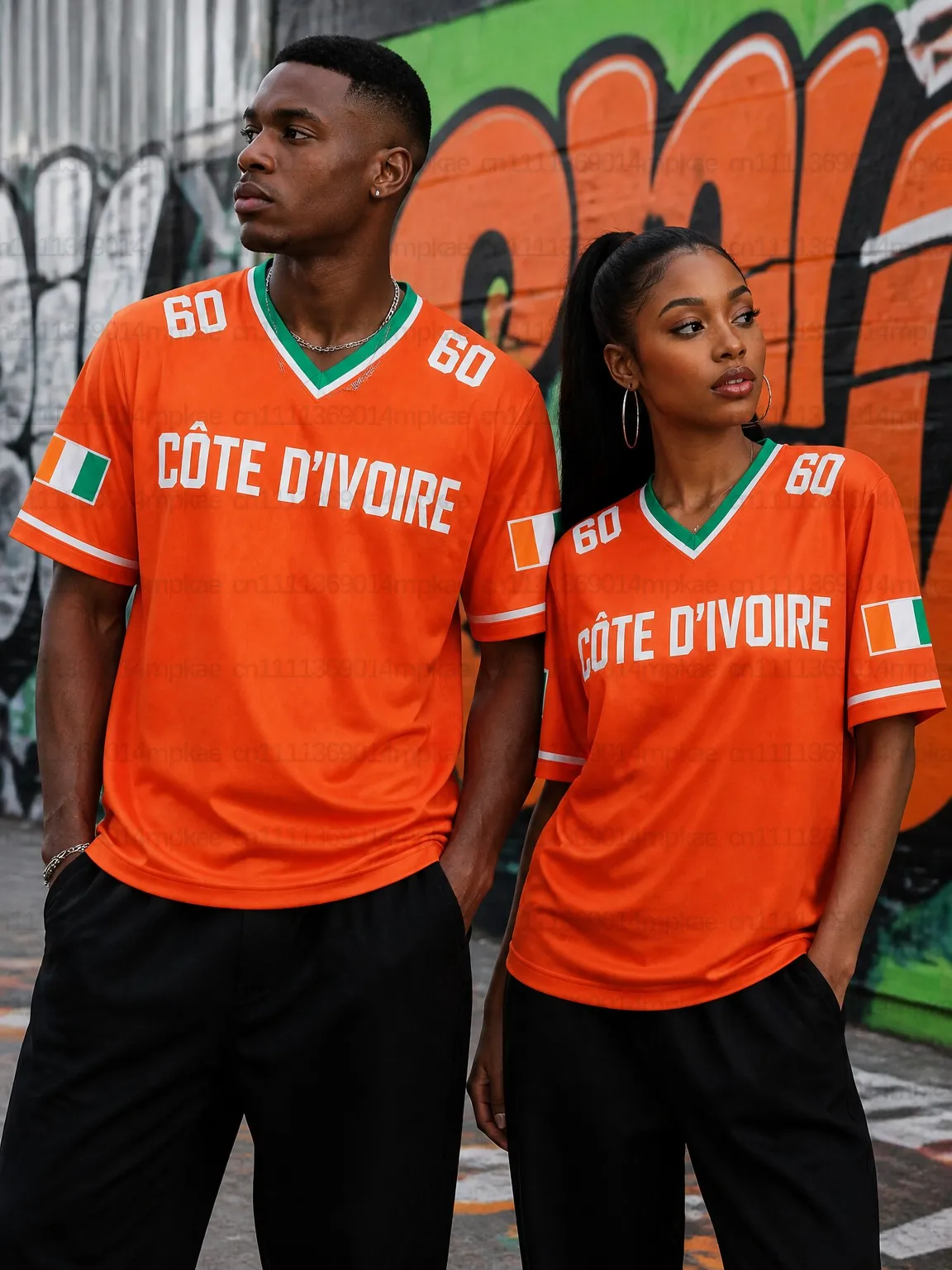 2026 Ivory Coast Printed V-Neck Short-Sleeve Sweatshirt, New Summer Style, Casual Loose T-Shirt, Versatile Sports Jersey