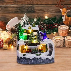 Lighting Christmas Village Figurine Sculpture Christmas Village House Resin Collection for Living Room Restaurant Festival