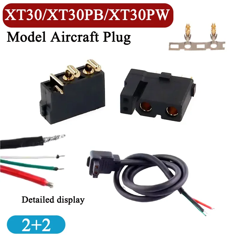 XT30/XT30PB/XT30PW 2+2 Male Female Model Aircraft Plug Lithium Battery Charging Connectors 4pin 2+2 High Current for New Energy