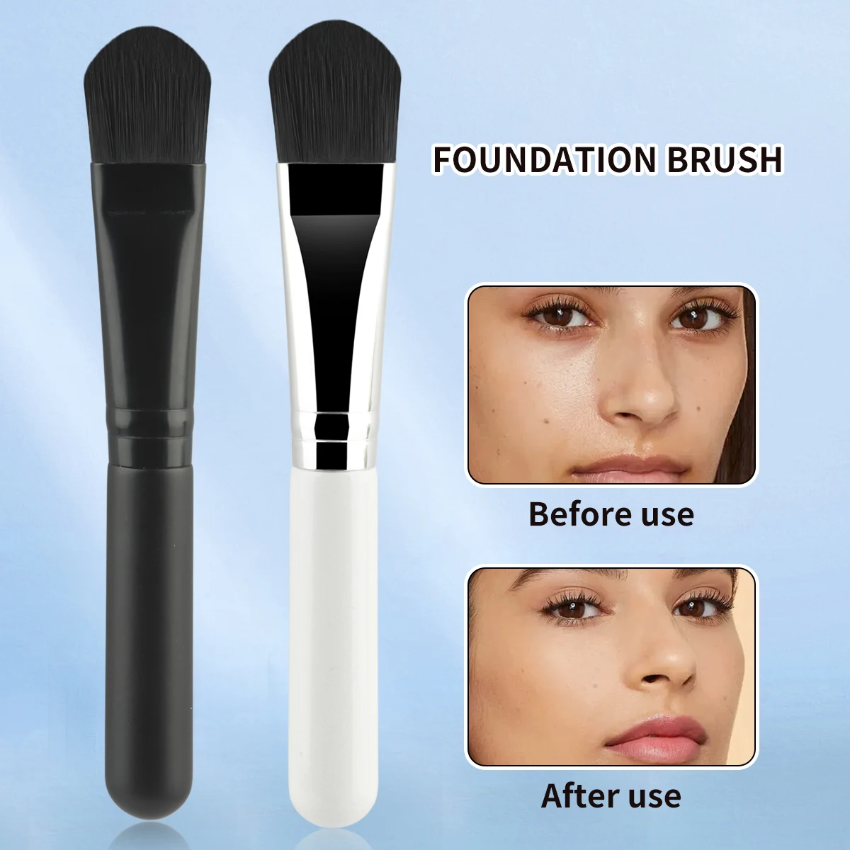 فرشاة قناع الوجه المسطحة الناعمة لتنظيف الوجه والعناية بالبشرة وخلاط الأساس وفرشاة خافي العيوب وأداة مكياج التجميل #1