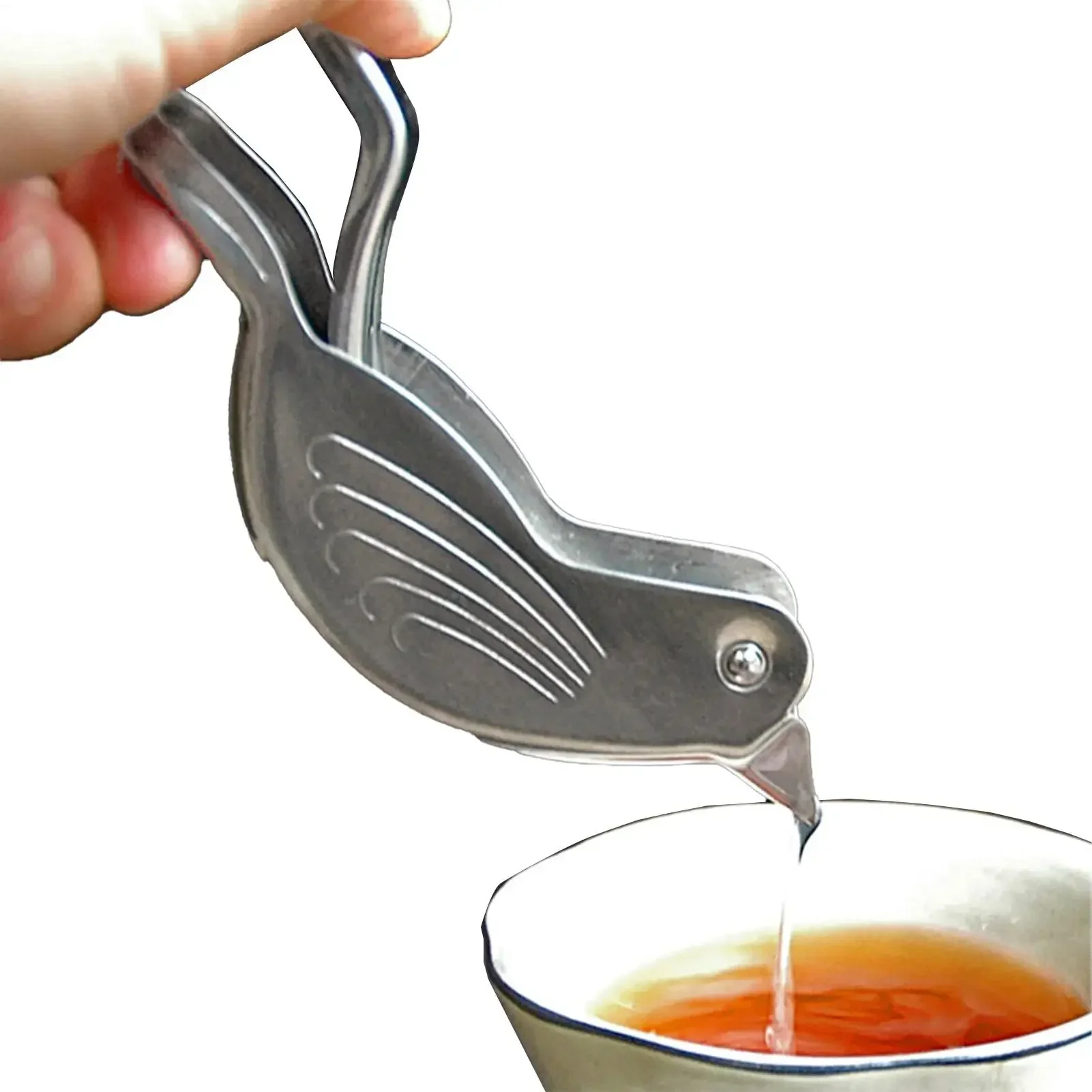 Exprimidor de limón Manual con forma de pájaro plateado, exprimidor de cítricos de acero inoxidable para herramienta de cocina portátil de limones y limones