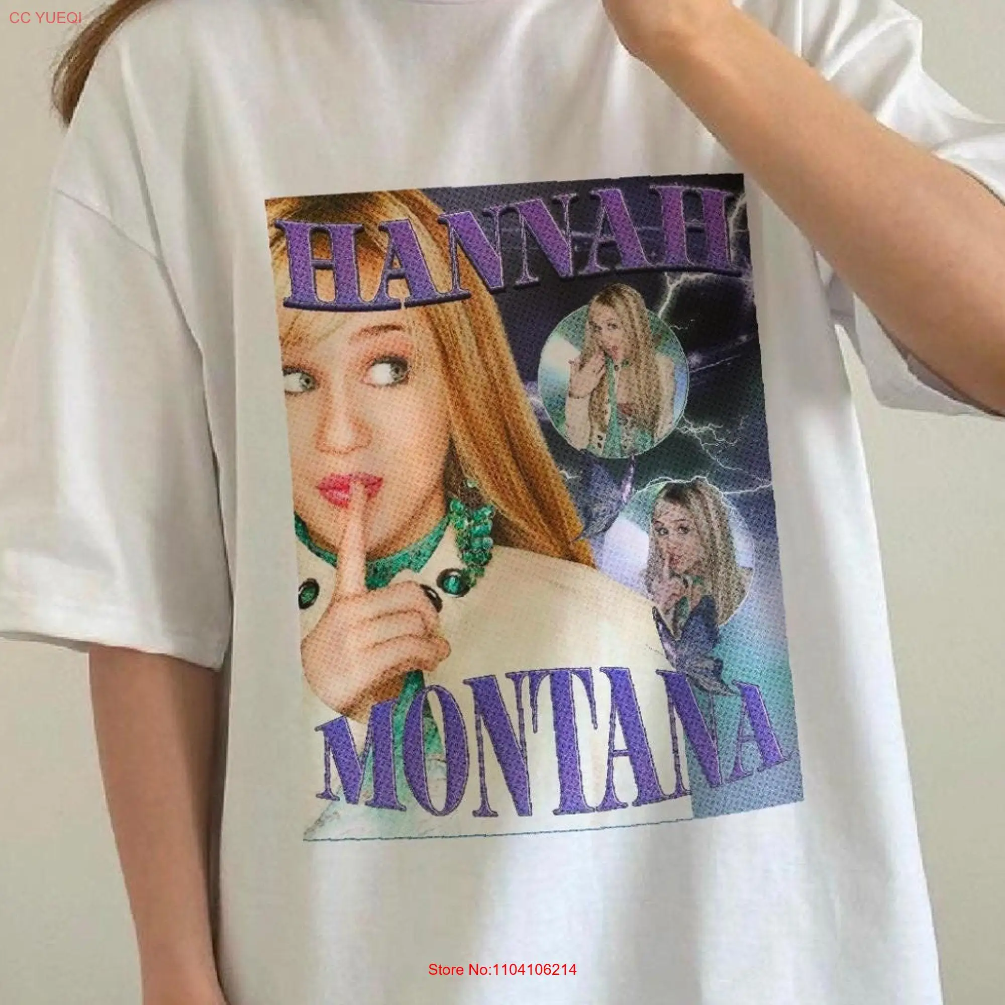 Hannah Montane T Shirt Miley Cyrus Print Y2K Retro Vintage Bootleg Oversized For 2000s Kids Childhood Nostalgia