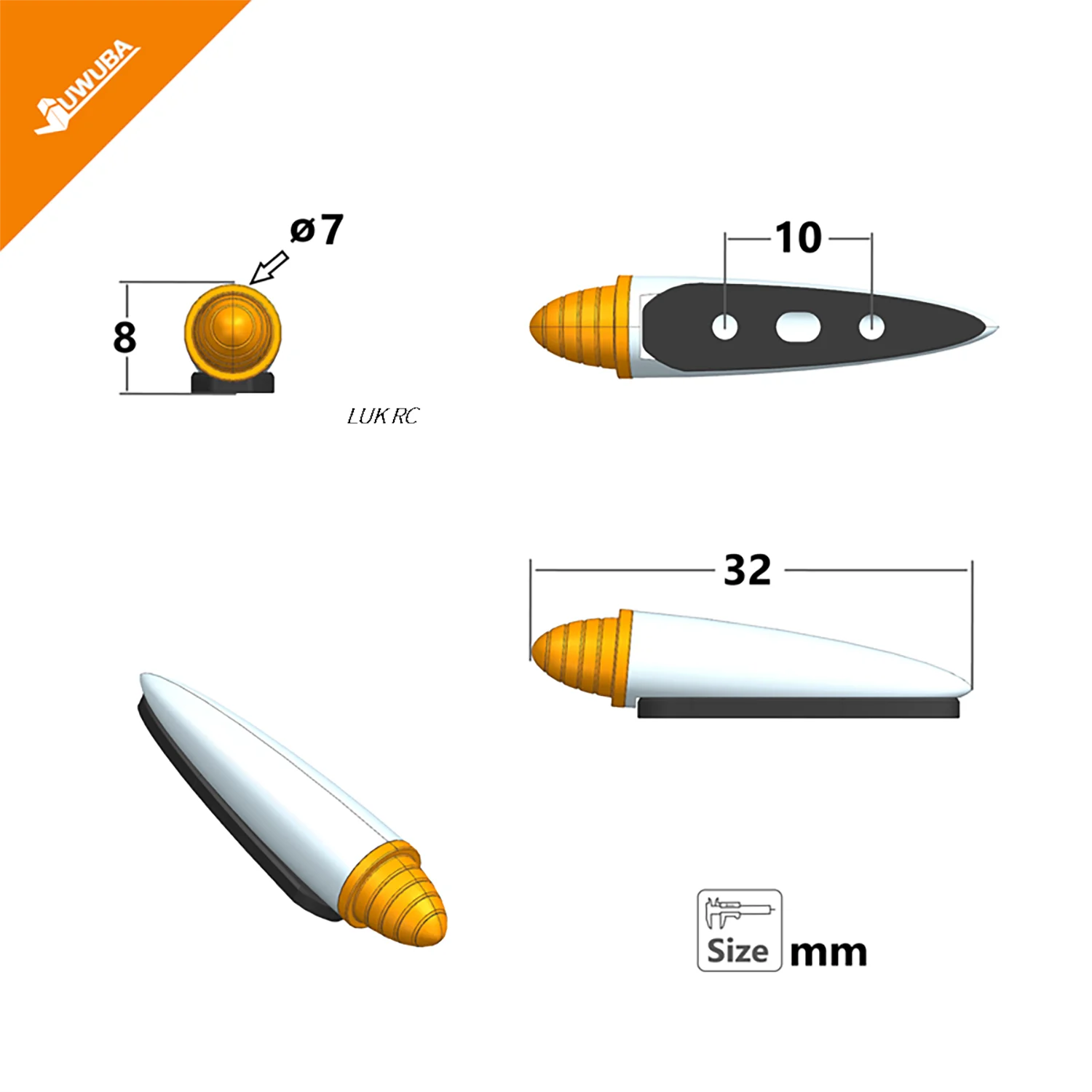 พลาสติกสีเหลืองหลังคา Light MARKER โคมไฟสําหรับ TAMNIYA 1/14 RC รถบรรทุกรถบรรทุก Dumper รถบรรทุก DIY Tipper อะไหล่