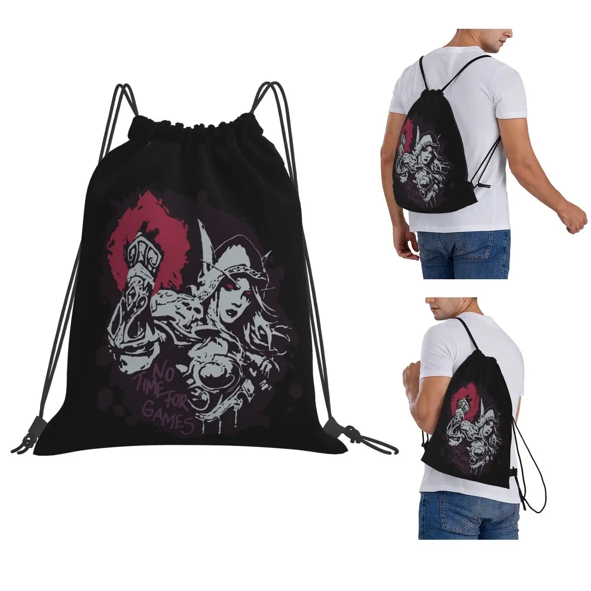 Sylvanas Has No Time For Games Classic Backpacks Portable Drawstring Bags Storage Bag Book Bags for Man Woman School