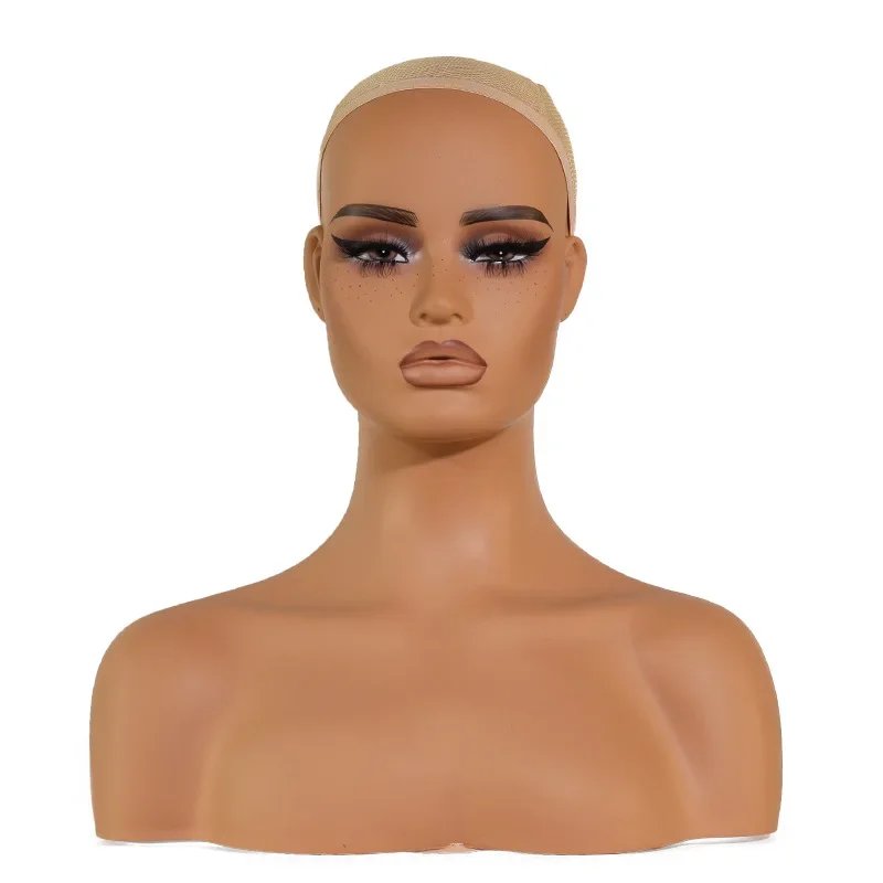 Female Mannequin Dummy Head with Shoulders Realistic Manikin Doll Heads for Wigs Jewelry Hats Display