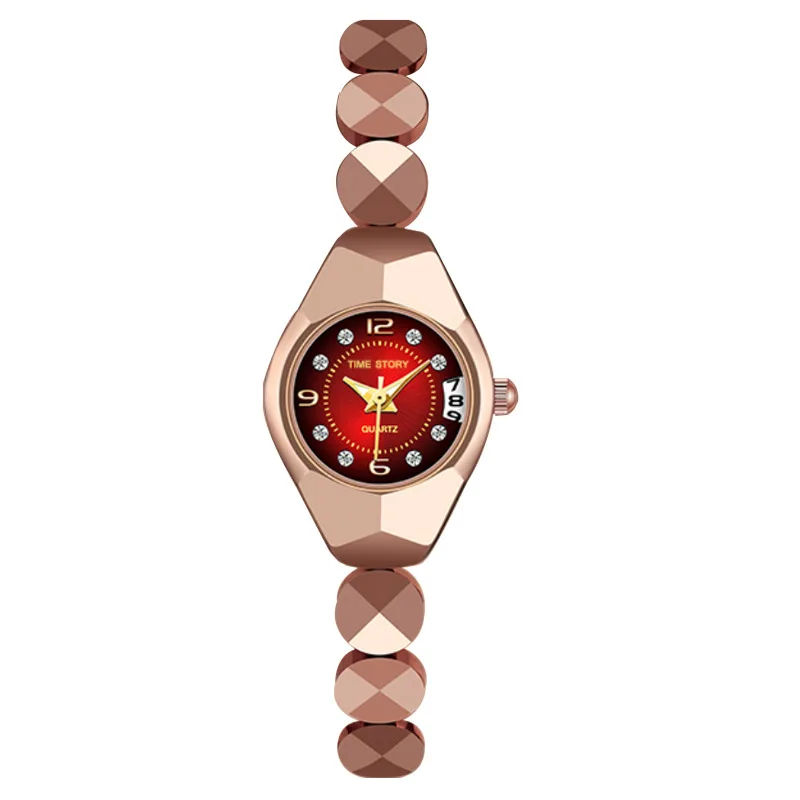 أزياء سبائك المرأة كوارتز ساعة سوار الفولاذ المقاوم للصدأ حزام السيدات ووتش عارضة سوار رقمي ساعات المعصم