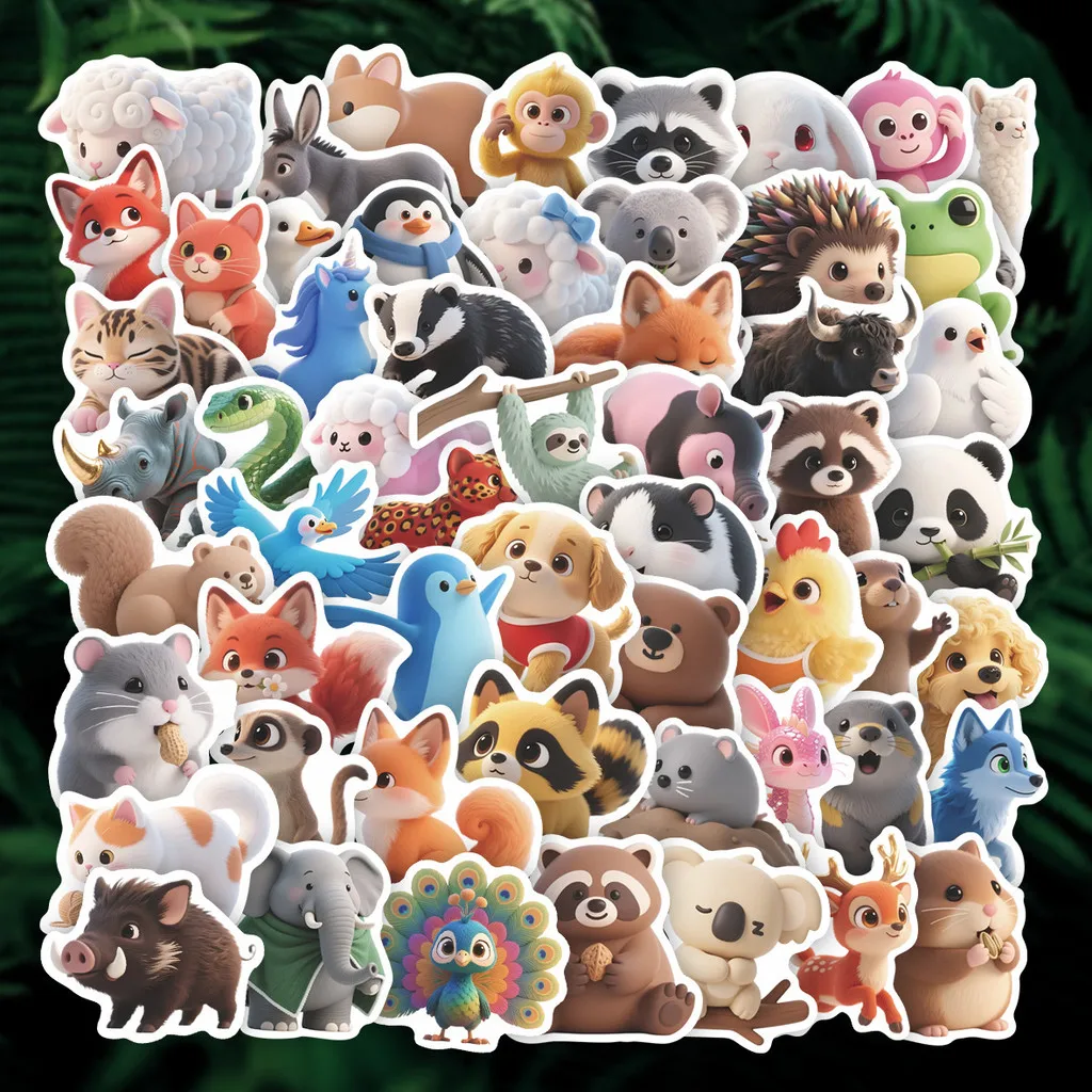 

60Pcs Cute Animal Graffiti Stickers Creative Cartoon DIY Stationery Decor Sticker Set AnimeWorlds Store