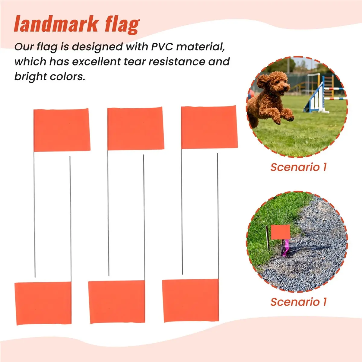 A89X 50Pack Marking Flags, Orange Yard Flags 15x4x5Inch, Marker Flags, Lawn Flags Markers, Irrigation Flags, Landscape Flags