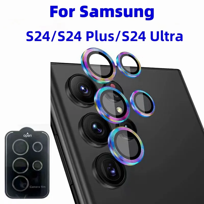 Kameraobjektivschutz für Samsung Galaxy S24 Ultra 5G, individueller Metallring, gehärtetes Glas, Kamera-Displayschutz für S24 Plus