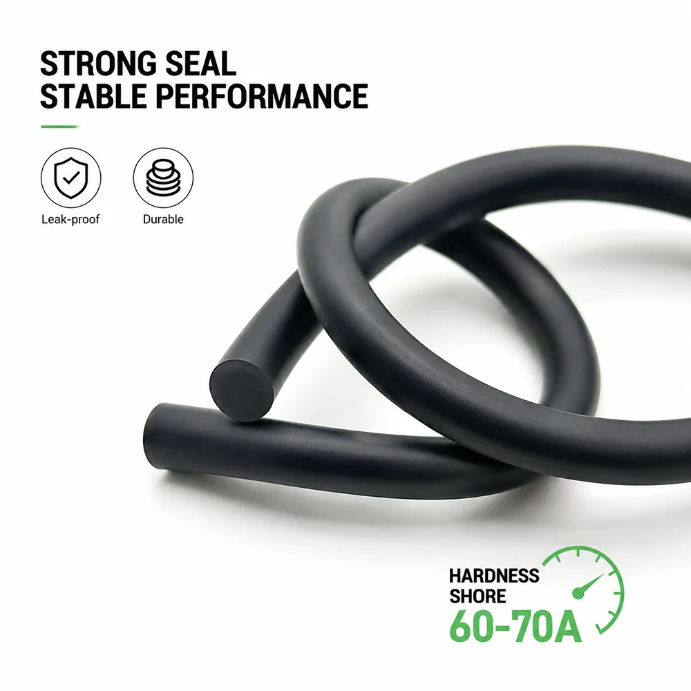 Black FKM Sealing Strip ID1.5~10mm Special hoses for anti-seepage/chemical resistance/oil transportation